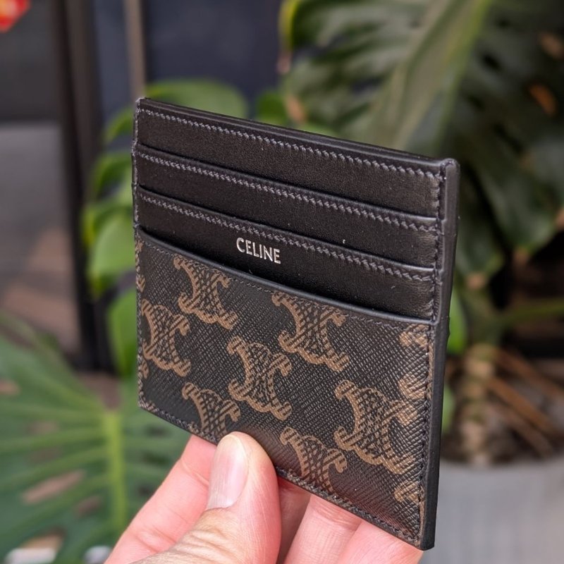 CELINE 銀字凱旋標誌塗層布名片夾/卡夾-3