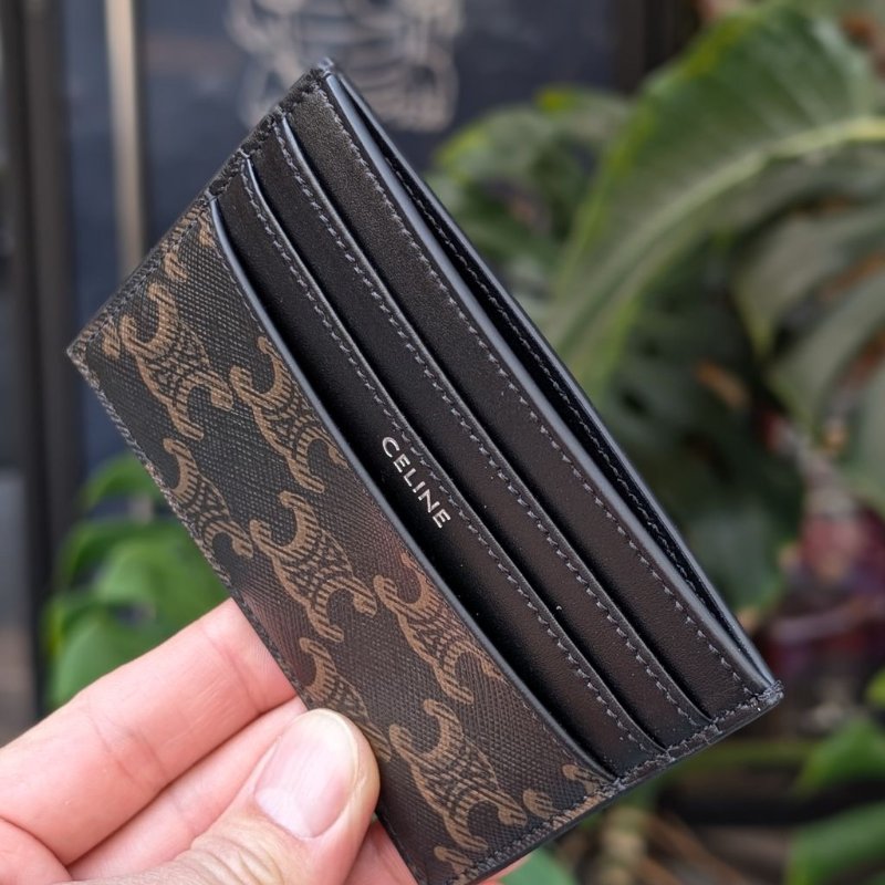 CELINE 銀字凱旋標誌塗層布名片夾/卡夾-5