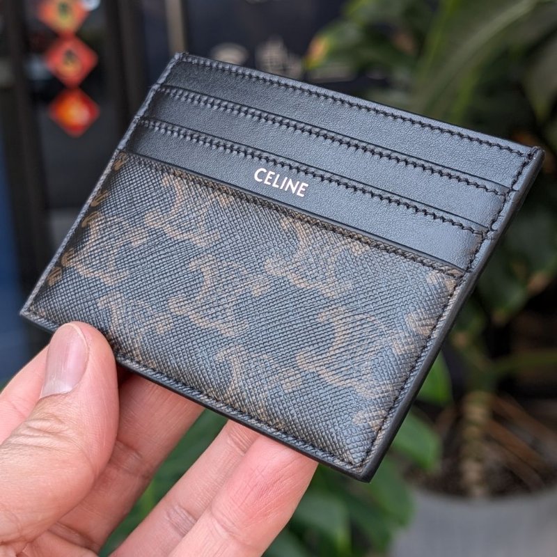 CELINE 銀字凱旋標誌塗層布名片夾/卡夾-6