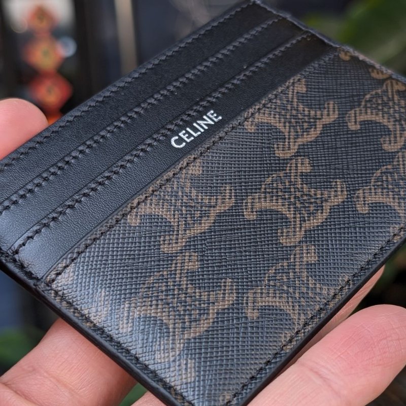 CELINE 銀字凱旋標誌塗層布名片夾/卡夾-7