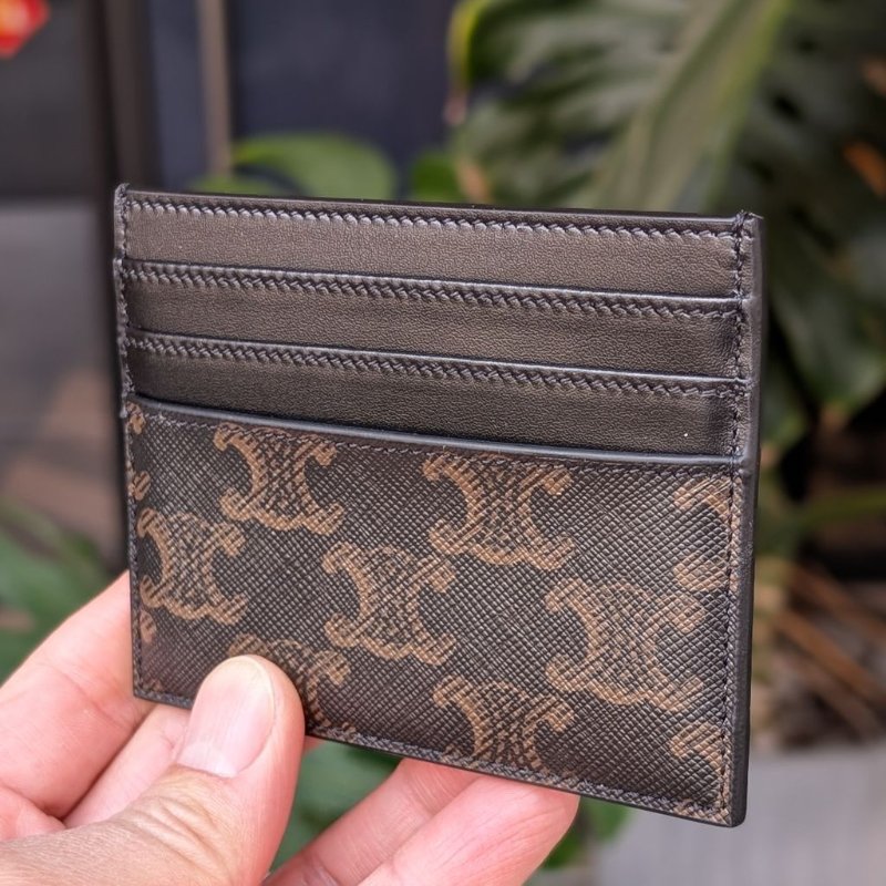 CELINE 銀字凱旋標誌塗層布名片夾/卡夾-8