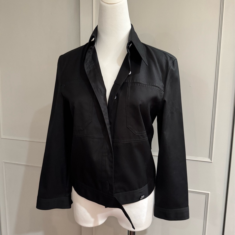 《新歡舊愛》近新香奈兒CHANEL黑色棉質俐落簡約春夏外套36/S-1