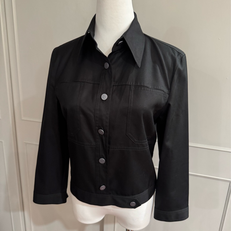 《新歡舊愛》近新香奈兒CHANEL黑色棉質俐落簡約春夏外套36/S-7