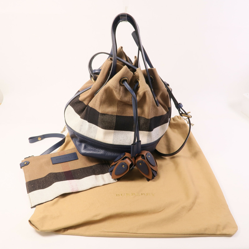 BURBERRY 帆布Shoulder Bag金扣手挽肩背兩用袋-3