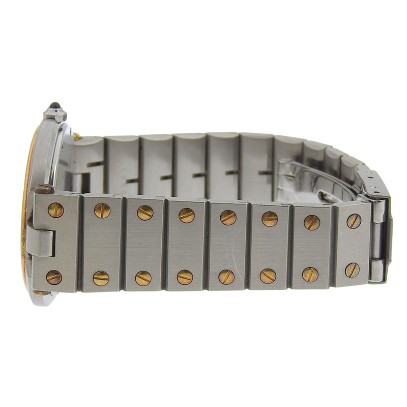 卡地亞 Santos 圓形 LM 腕錶，Cal. 81 機芯，精鋼及 18K 黃金材質，銀色石英機芯，指針式顯示，白色錶盤，男士款-3