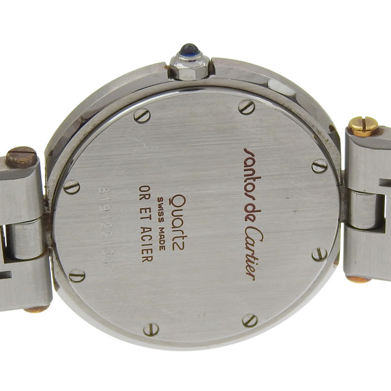 卡地亞 Santos 圓形 LM 腕錶，Cal. 81 機芯，精鋼及 18K 黃金材質，銀色石英機芯，指針式顯示，白色錶盤，男士款-5