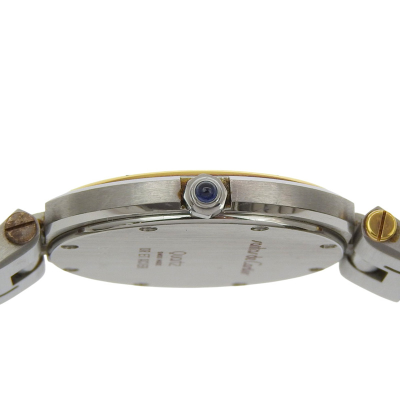 卡地亞 Santos 圓形 LM 腕錶，Cal. 81 機芯，精鋼及 18K 黃金材質，銀色石英機芯，指針式顯示，白色錶盤，男士款-6