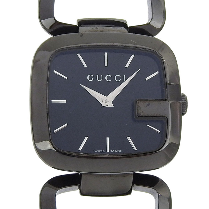 Gucci G 系列腕錶，125.4毫米，不鏽鋼錶殼，石英機芯，指針式顯示，黑色錶盤，女士款-0
