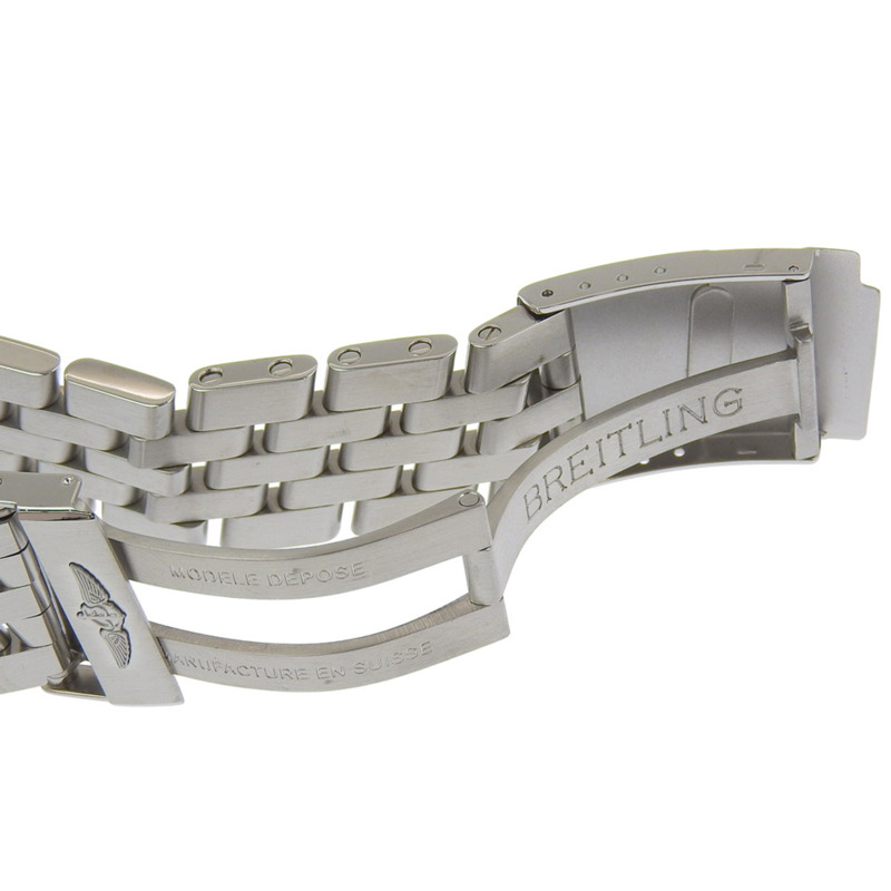 百年靈黑鳥計時腕錶 A4436010/BB71，不鏽鋼錶殼，銀色錶盤，自動上鍊，海軍藍錶盤，男款-5