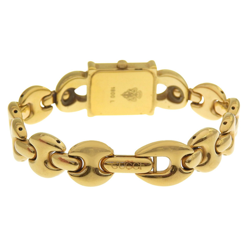 Gucci 1800L 女士鍍金石英模擬腕錶，白色錶盤-4