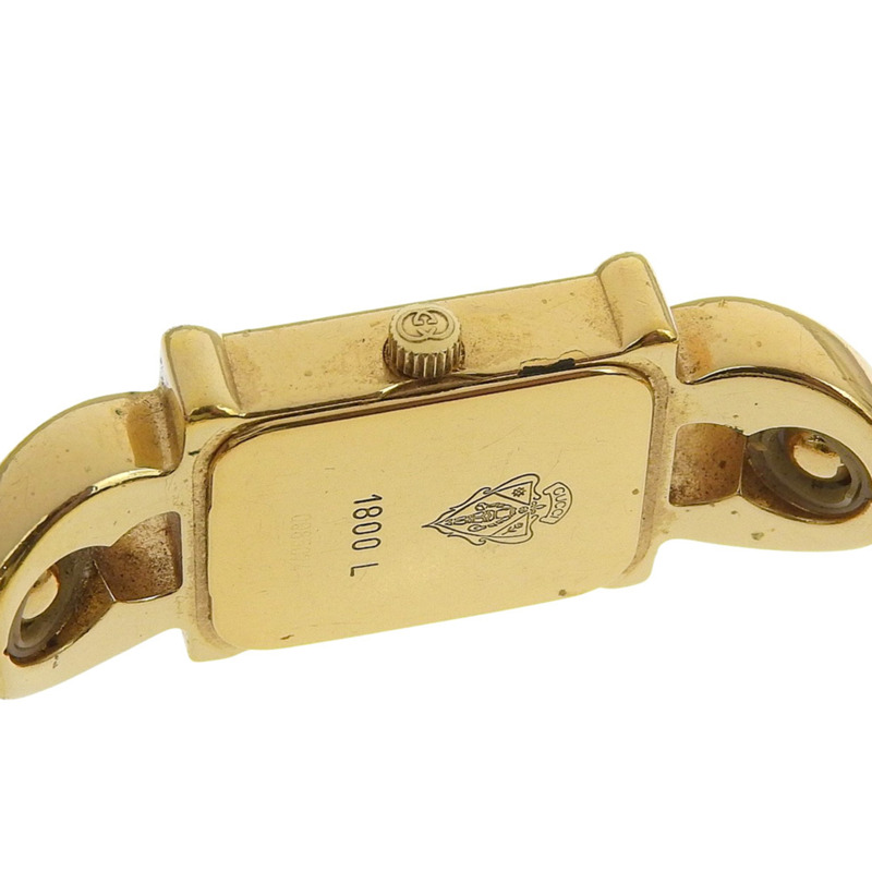 Gucci 1800L 女士鍍金石英模擬腕錶，白色錶盤-5