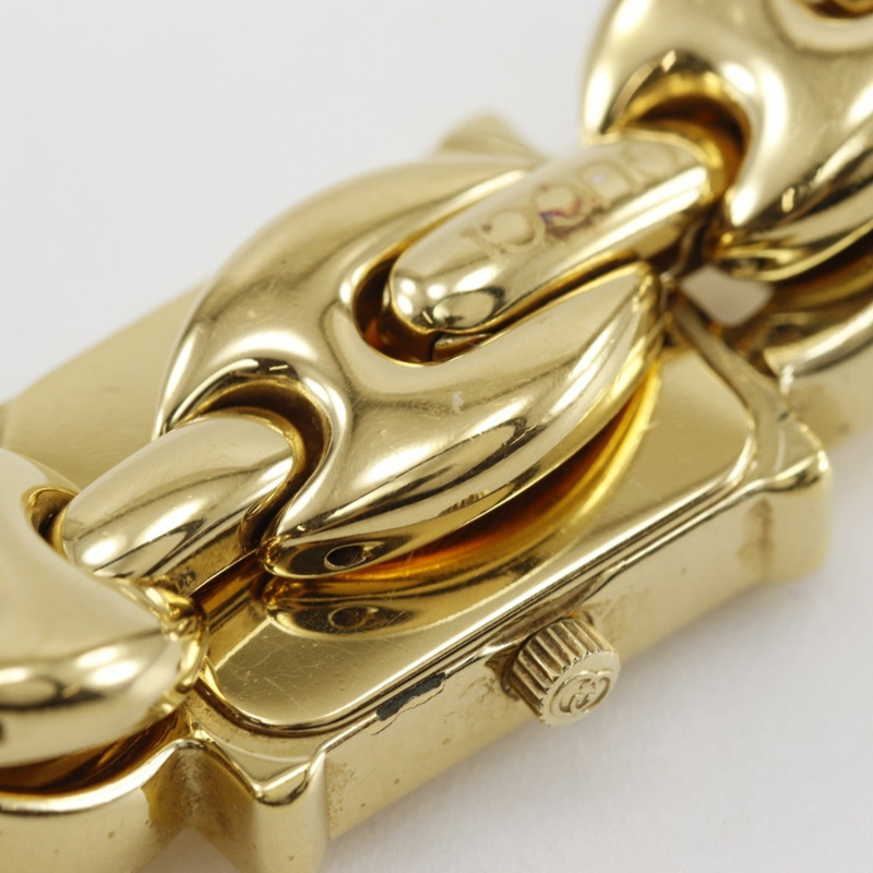 Gucci 1800L 女士鍍金石英模擬腕錶，白色錶盤-6