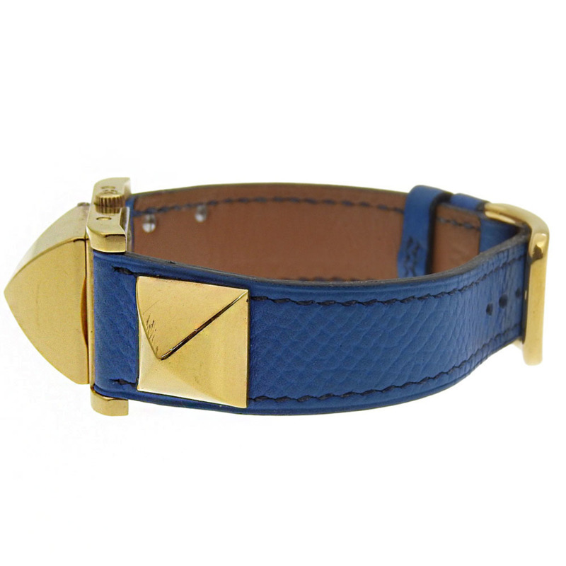 愛馬仕 Medor 男士腕錶,鍍金皮革錶帶,石英機芯,指針式顯示,白色錶盤-3