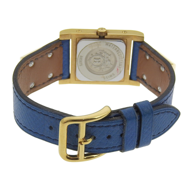 愛馬仕 Medor 男士腕錶,鍍金皮革錶帶,石英機芯,指針式顯示,白色錶盤-4