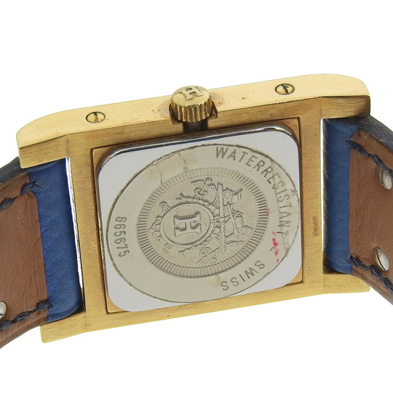 愛馬仕 Medor 男士腕錶,鍍金皮革錶帶,石英機芯,指針式顯示,白色錶盤-5