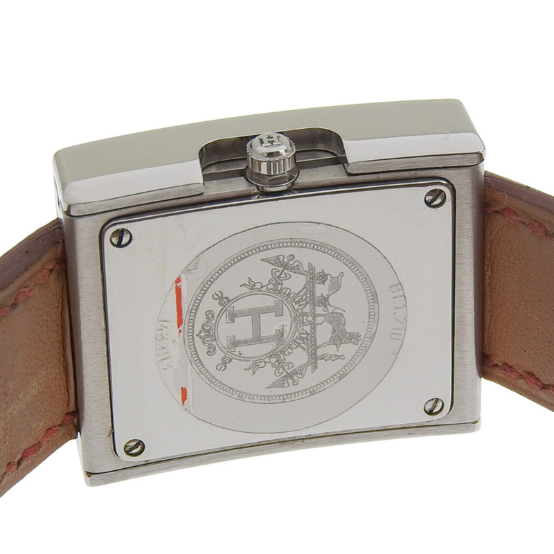 愛馬仕 BE1.210 女士不鏽鋼錶殼及皮錶帶石英機芯腕錶，指針式顯示，白色錶盤-4