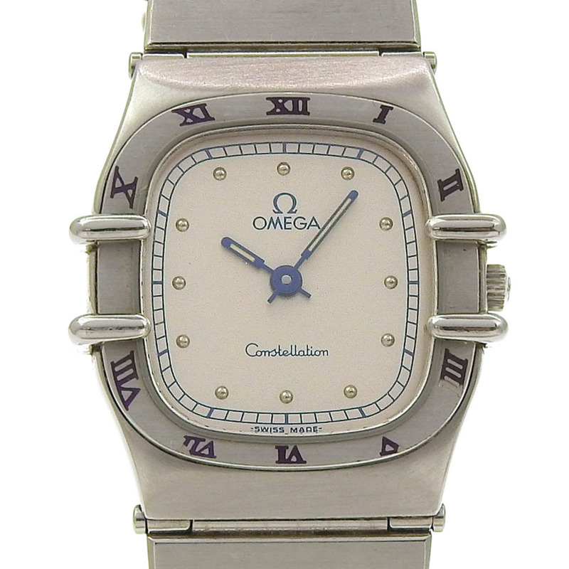 歐米茄星座系列女士腕錶，不鏽鋼錶殼，石英機芯，指針式顯示，銀色錶盤-0