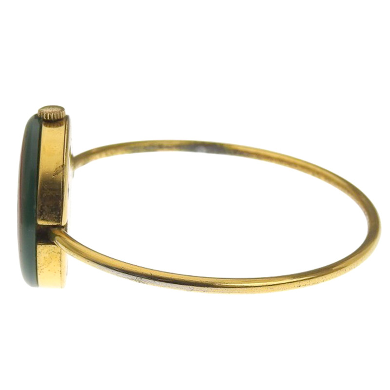 Gucci 女士鍍金石英腕錶，可更換錶圈，模擬顯示，白色錶盤-3