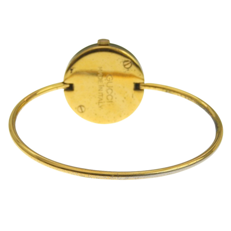 Gucci 女士鍍金石英腕錶，可更換錶圈，模擬顯示，白色錶盤-4