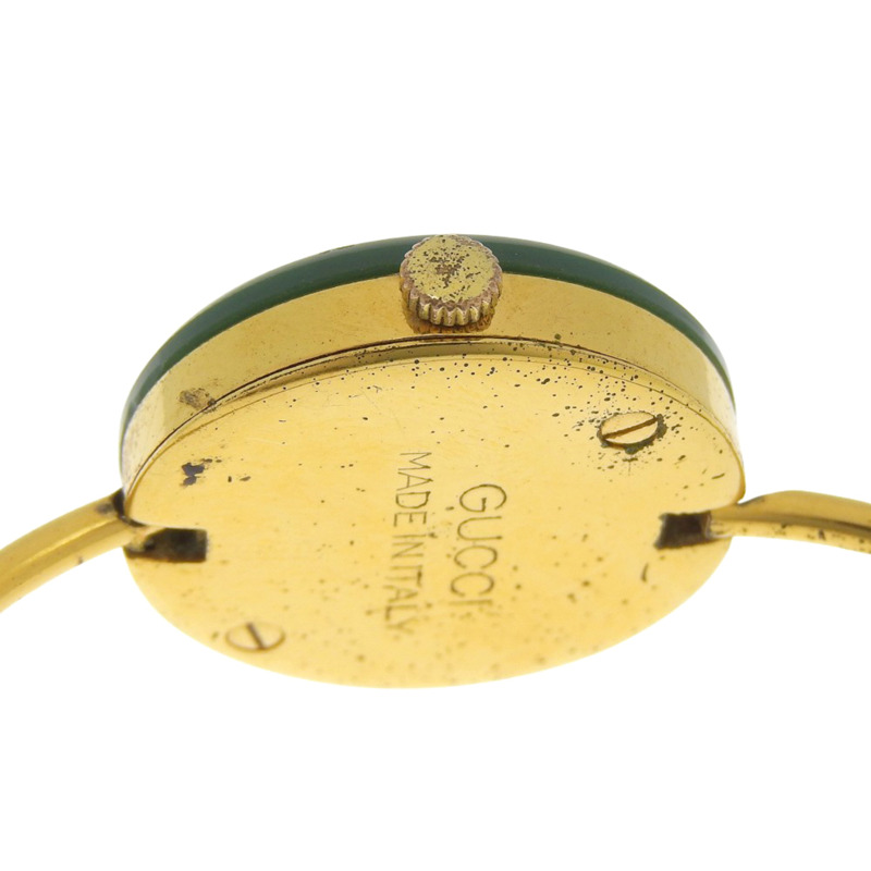 Gucci 女士鍍金石英腕錶，可更換錶圈，模擬顯示，白色錶盤-5