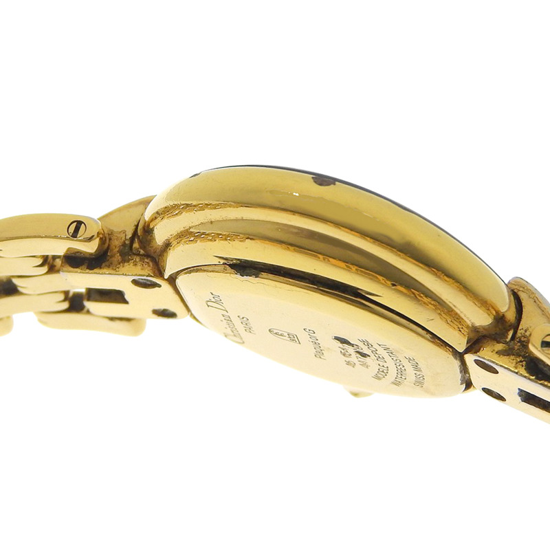 Christian Dior Bagira 46.154 鍍金石英模擬顯示女士腕錶，黑色錶盤-6