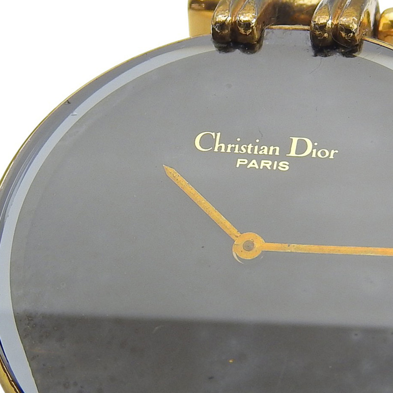 Christian Dior Bagira 46.154 鍍金石英模擬顯示女士腕錶，黑色錶盤-7