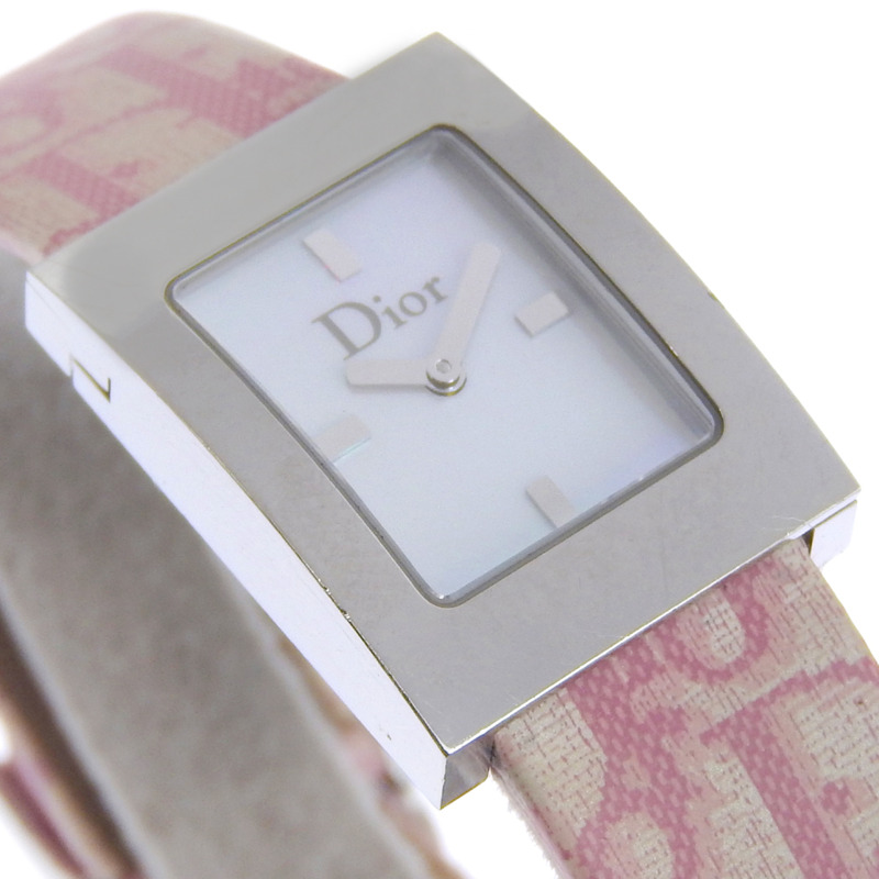 Christian Dior Maris腕錶D78-109，不鏽鋼錶殼搭配皮革錶帶，石英機芯，指針式顯示，白色貝殼錶盤，女士款-2