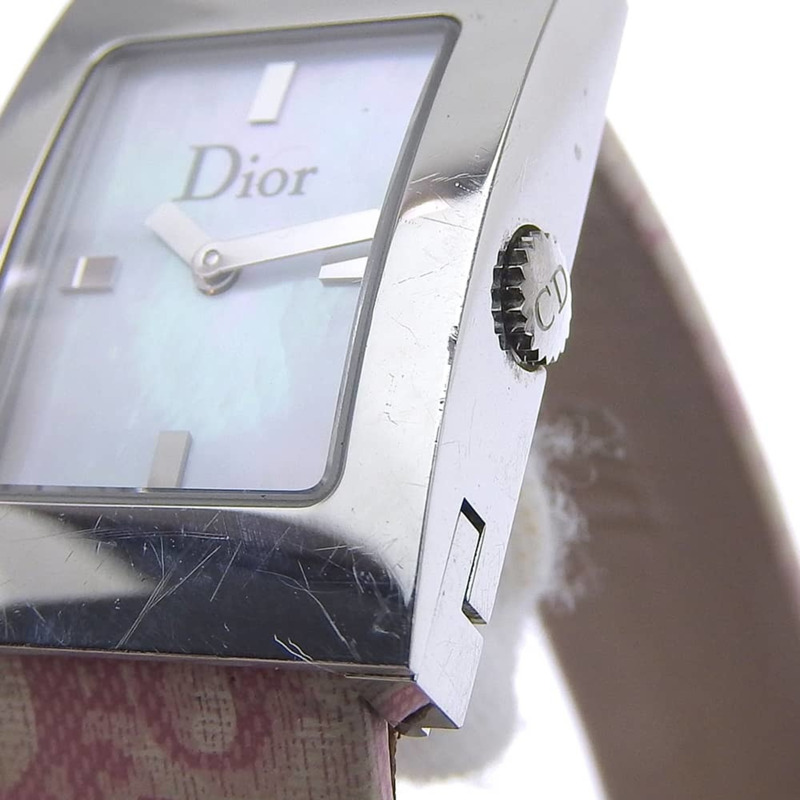 Christian Dior Maris腕錶D78-109，不鏽鋼錶殼搭配皮革錶帶，石英機芯，指針式顯示，白色貝殼錶盤，女士款-7
