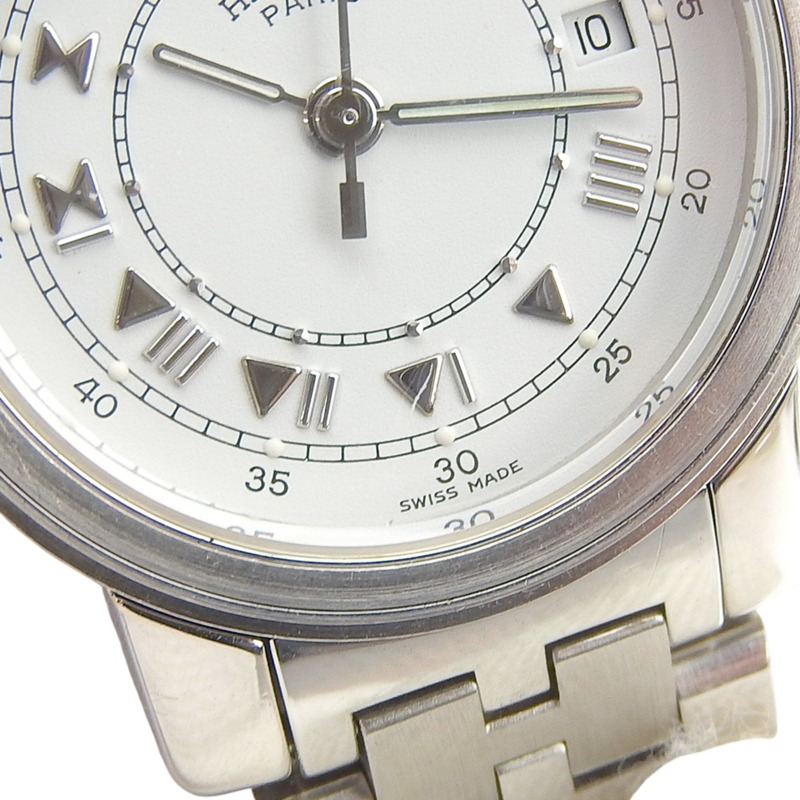 愛馬仕 Carrick 女士不鏽鋼石英腕錶，模擬顯示，白色錶盤-6