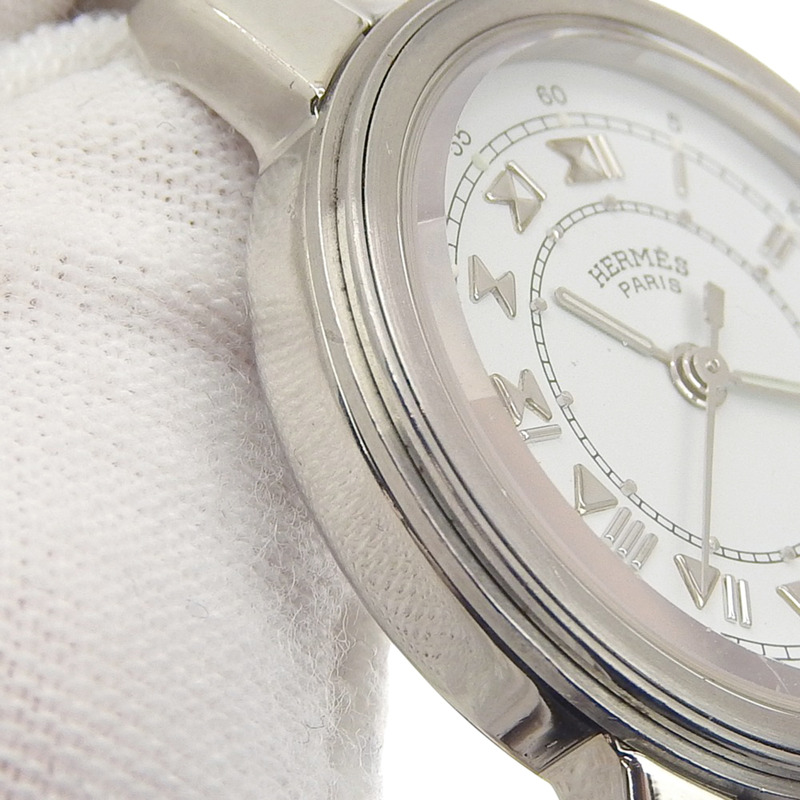 愛馬仕 Carrick 女士不鏽鋼石英腕錶，模擬顯示，白色錶盤-7