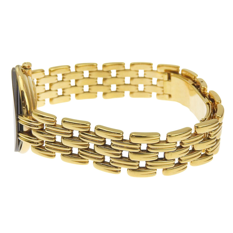 Dior Bakira 46 154-2 鍍金石英模擬顯示黑色錶盤女士腕錶-3