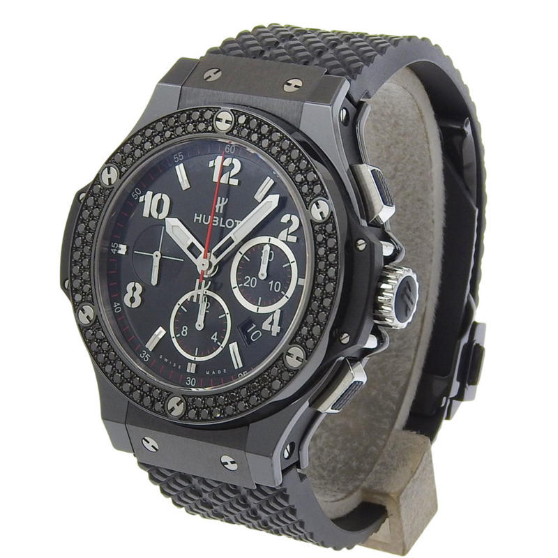 宇舶錶 Big Man Black Magic 男士腕錶，鑲鑽錶圈，型號 301.CV.130.RX.110，陶瓷、鈦金屬和橡膠材質，自動計時碼錶，錶盤，男士款-1