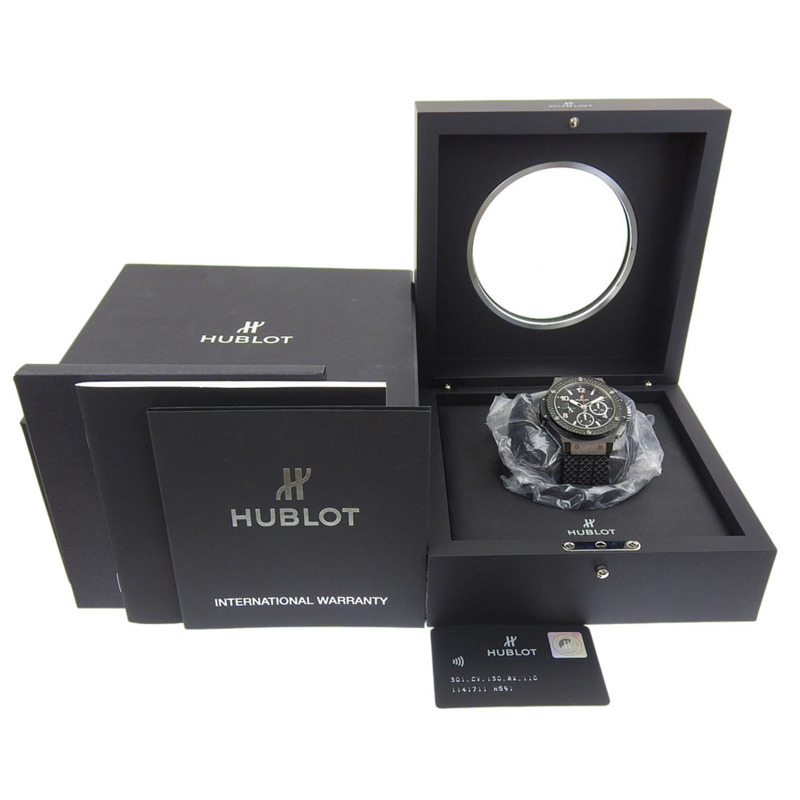 宇舶錶 Big Man Black Magic 男士腕錶，鑲鑽錶圈，型號 301.CV.130.RX.110，陶瓷、鈦金屬和橡膠材質，自動計時碼錶，錶盤，男士款-7