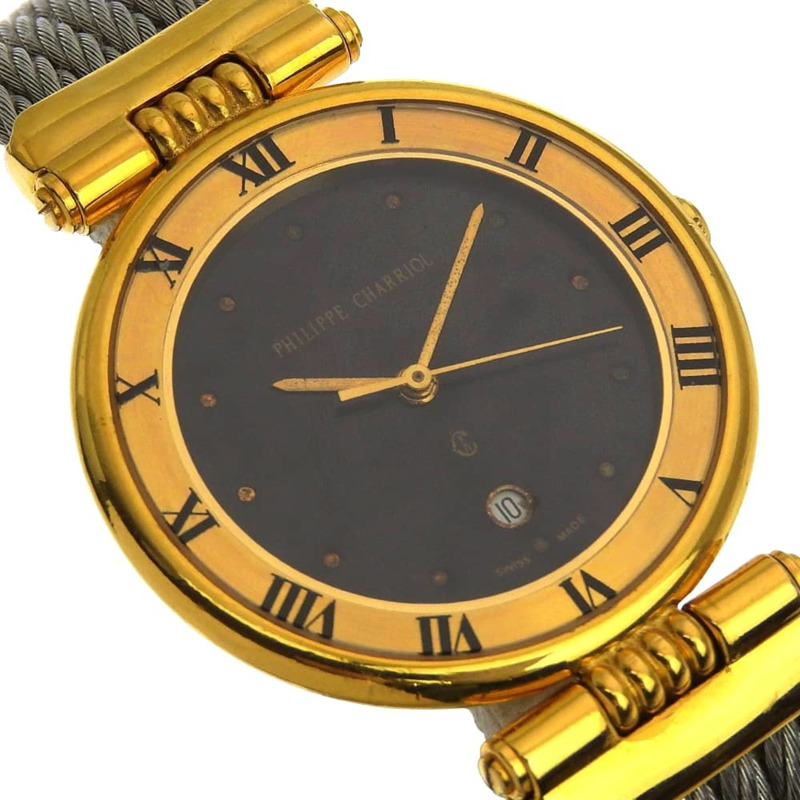 Philippe Charriol Celtic 腕錶 65.8.1288 不鏽鋼石英模擬顯示黑色錶盤 男士腕錶-2