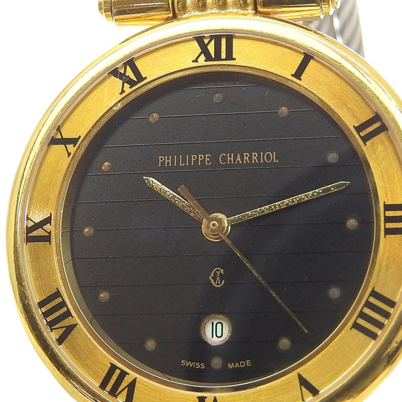 Philippe Charriol Celtic 腕錶 65.8.1288 不鏽鋼石英模擬顯示黑色錶盤 男士腕錶-6