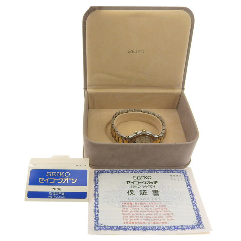 精工 Presage 女士月相腕錶 7F38-6040 不鏽鋼石英計時表，象牙色錶盤-6