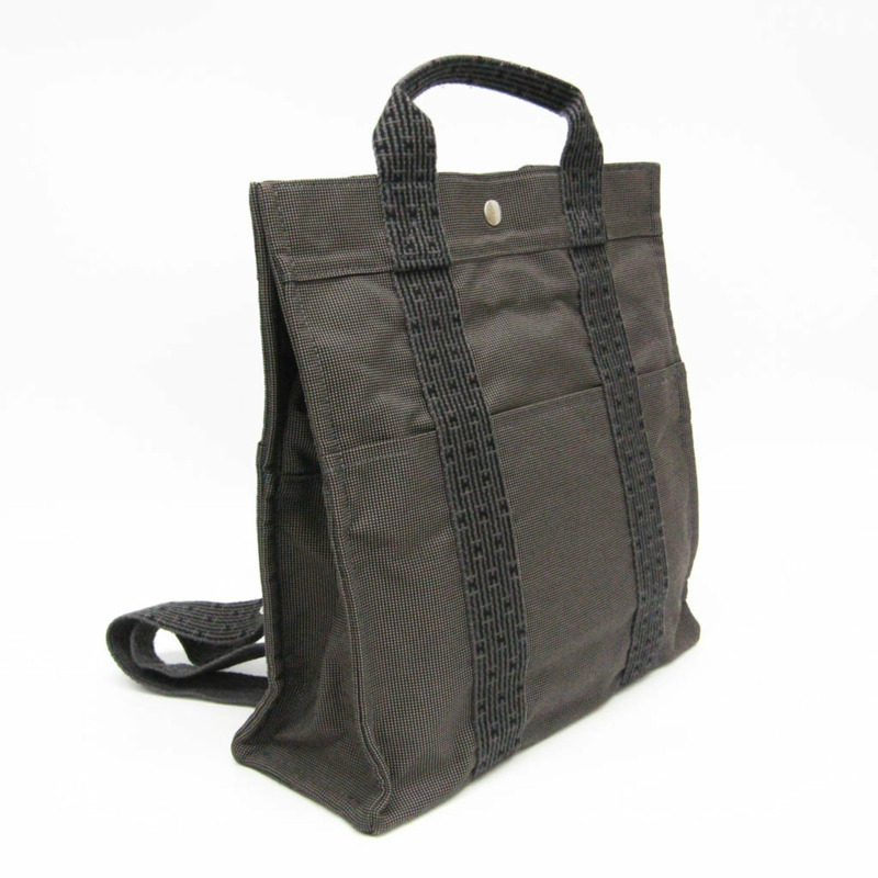 愛馬仕 Her Line A Dos MM 男女雙肩包，聚醯胺/聚酯纖維材質，黑色/灰色-7