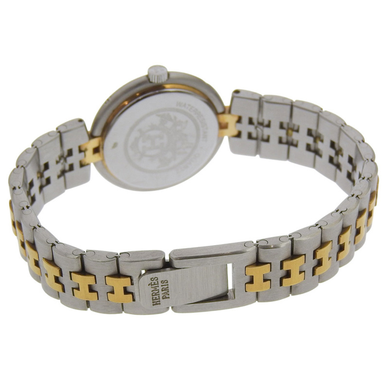 愛馬仕Profile系列腕錶，不鏽鋼錶殼，石英機芯，指針式顯示，銀色錶盤，女士款-4