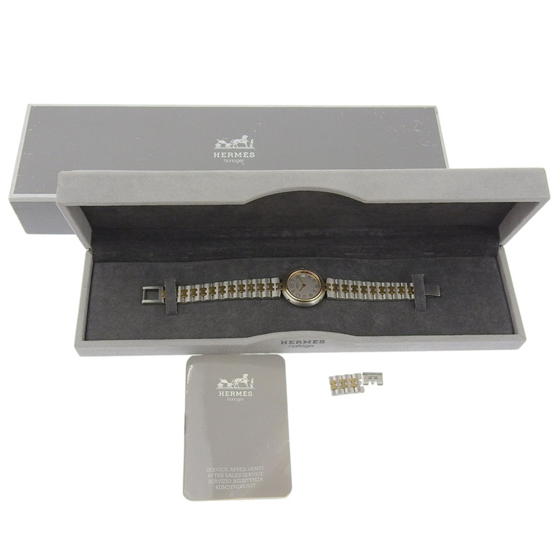 愛馬仕Profile系列腕錶，不鏽鋼錶殼，石英機芯，指針式顯示，銀色錶盤，女士款-7