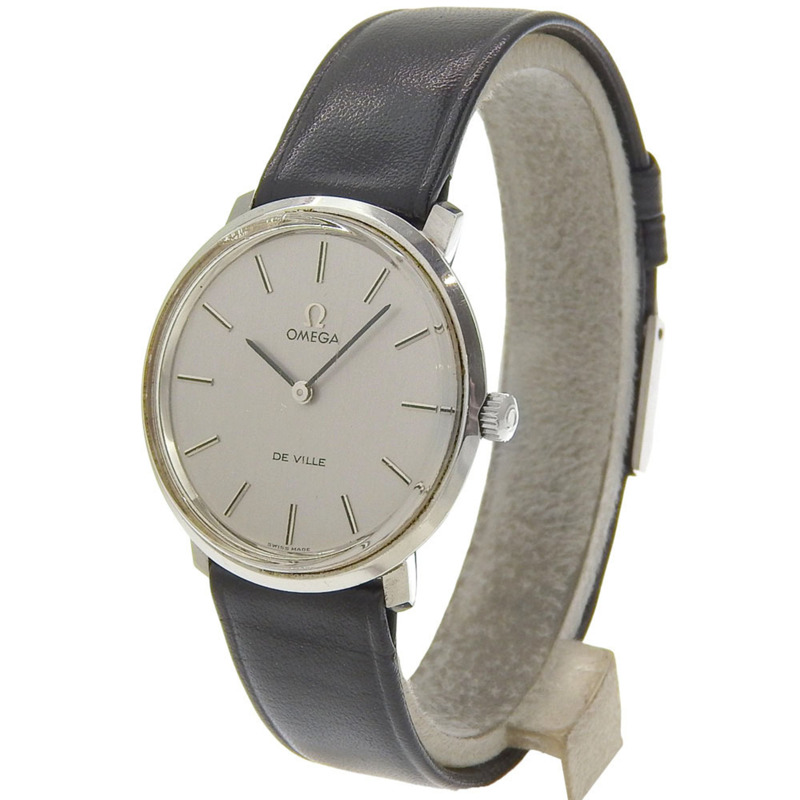 歐米茄碟飛系列腕錶 TOOL104，不鏽鋼錶殼搭配皮錶帶，銀色錶盤，手動上鍊，指針式顯示，男士款-1