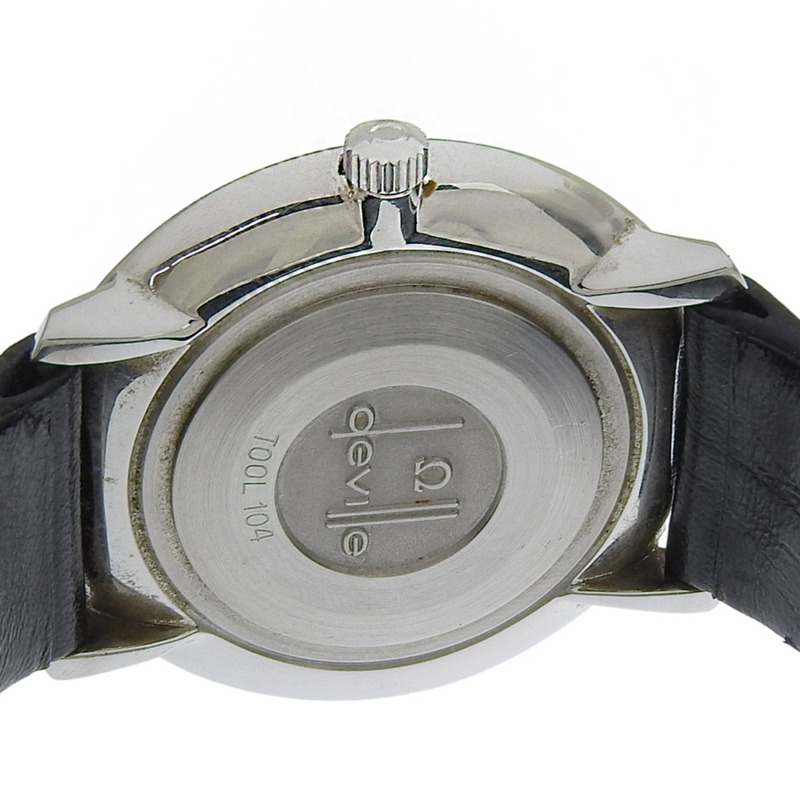 歐米茄碟飛系列腕錶 TOOL104，不鏽鋼錶殼搭配皮錶帶，銀色錶盤，手動上鍊，指針式顯示，男士款-5