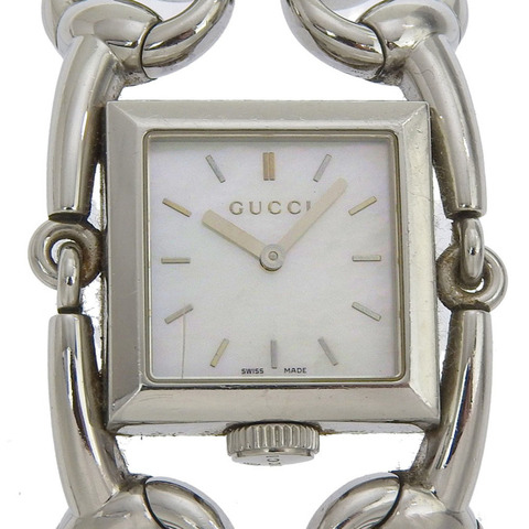 Gucci Signoria 女士腕錶，116.3毫米，不鏽鋼錶殼，石英機芯，指針式顯示，白色錶盤。