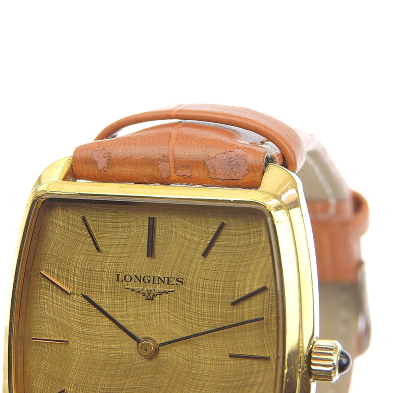 浪琴錶古董男錶 730-4231，鍍金不鏽鋼錶殼，金色石英機芯，指針式顯示，金色錶盤-7