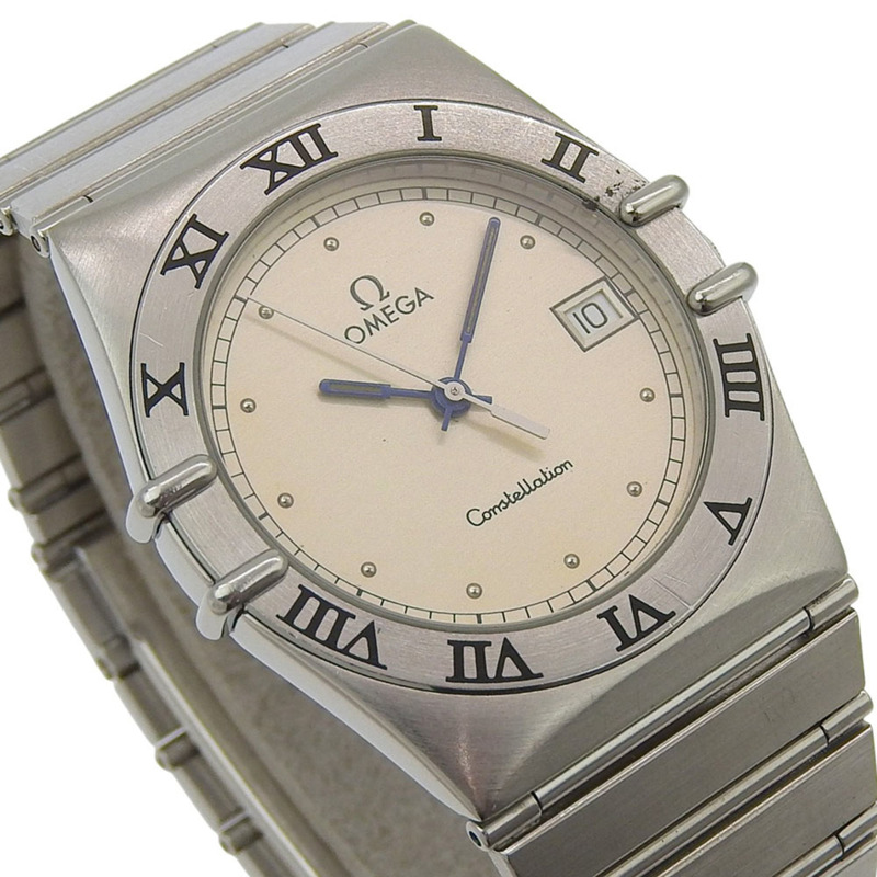 歐米茄星座系列男士腕錶，不鏽鋼錶殼，銀色石英機芯，指針式顯示，錶盤-2