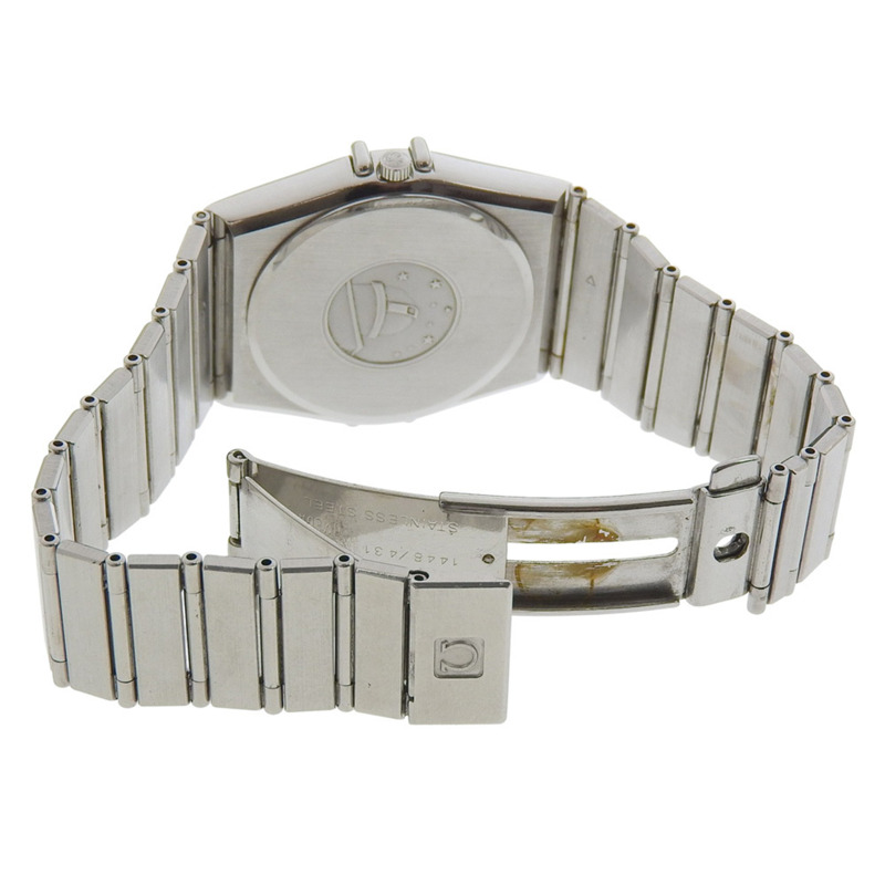 歐米茄星座系列男士腕錶，不鏽鋼錶殼，銀色石英機芯，指針式顯示，錶盤-4