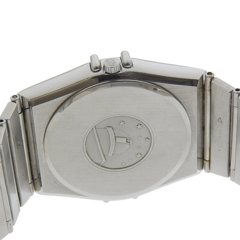 歐米茄星座系列男士腕錶，不鏽鋼錶殼，銀色石英機芯，指針式顯示，錶盤-5