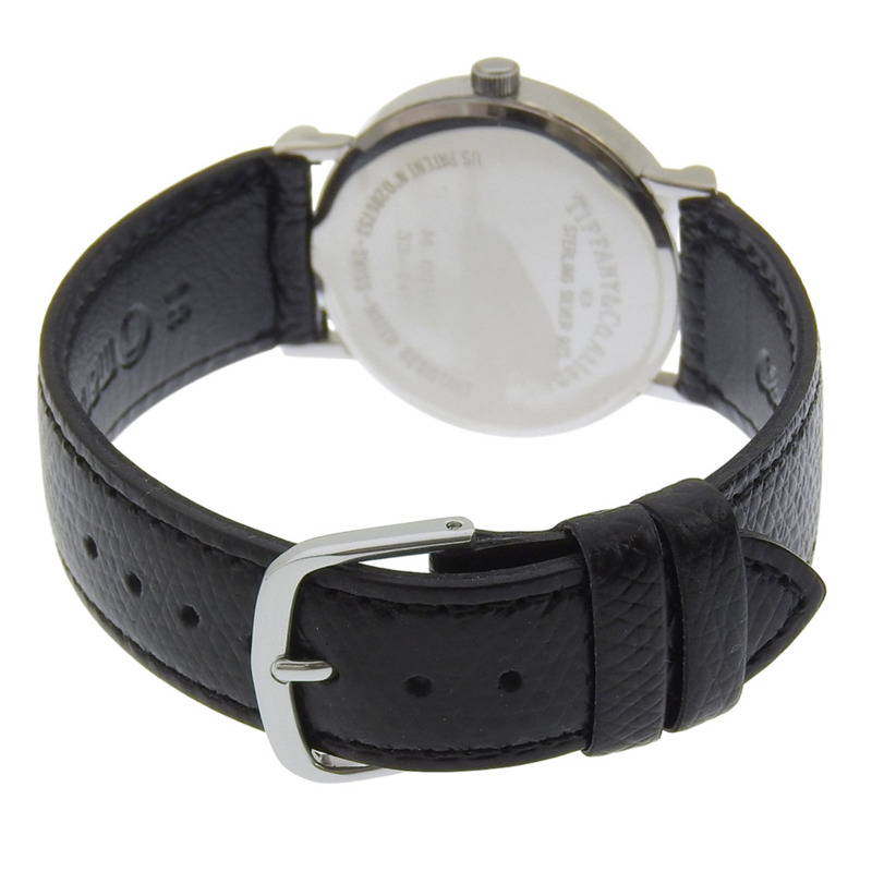 蒂芬妮 Atlas 女士腕錶，925 銀錶殼，皮革錶帶，石英機芯，指針式顯示，象牙色錶盤-4