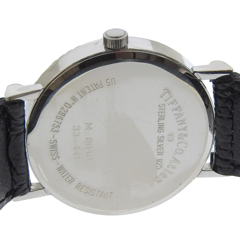 蒂芬妮 Atlas 女士腕錶，925 銀錶殼，皮革錶帶，石英機芯，指針式顯示，象牙色錶盤-5