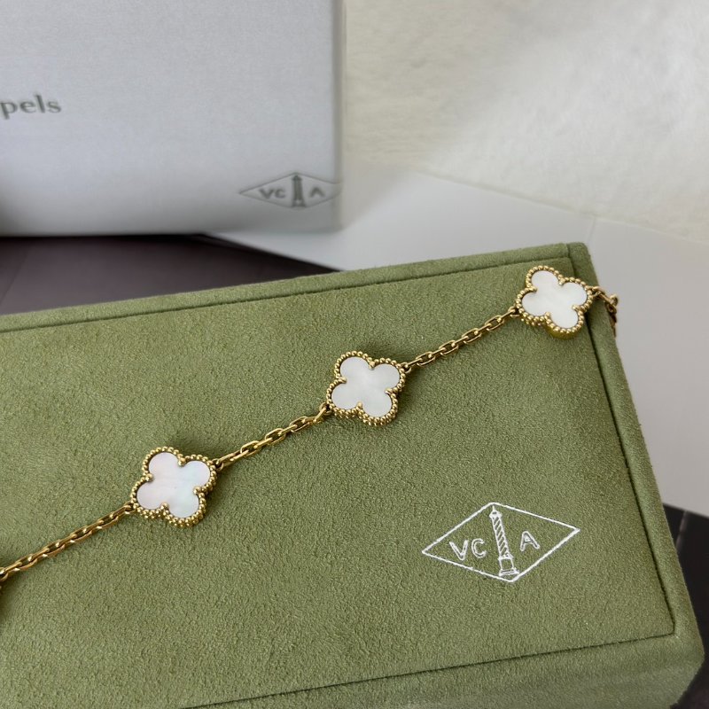 Van Cleef & Arpels 白珍珠母貝18K金五花手鍊 - Vintage Alhambra-3