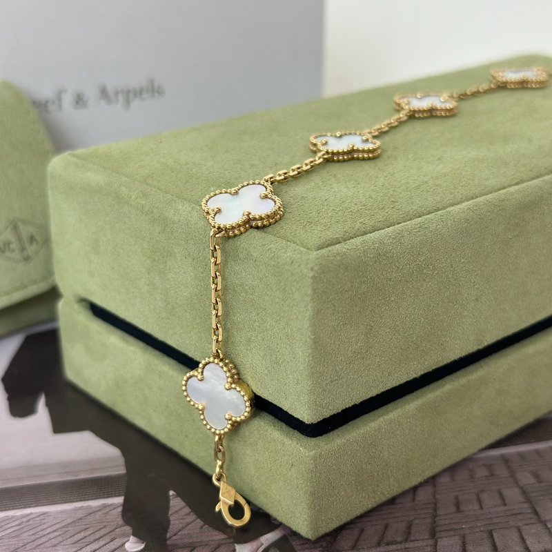 Van Cleef & Arpels 白珍珠母貝18K金五花手鍊 - Vintage Alhambra-6